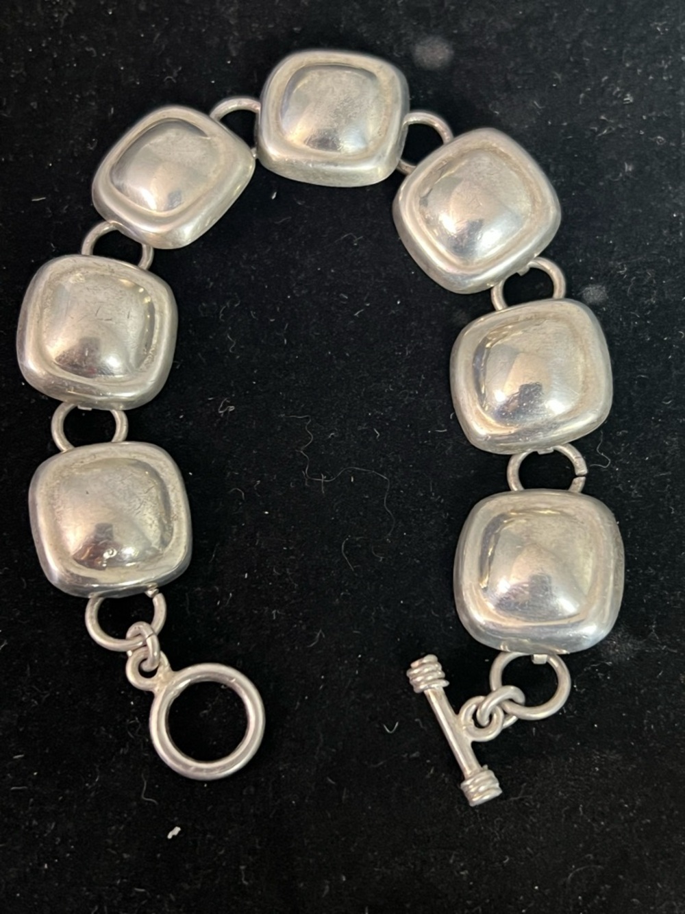 925 STERLING SILVER MEXICO VINTAGE SQUARE LINK PANEL BRACELET - Picture 3 of 8